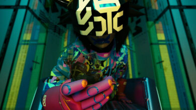 A futuristic cyborg Runner holding a data tag ahead of the official Marathon release date