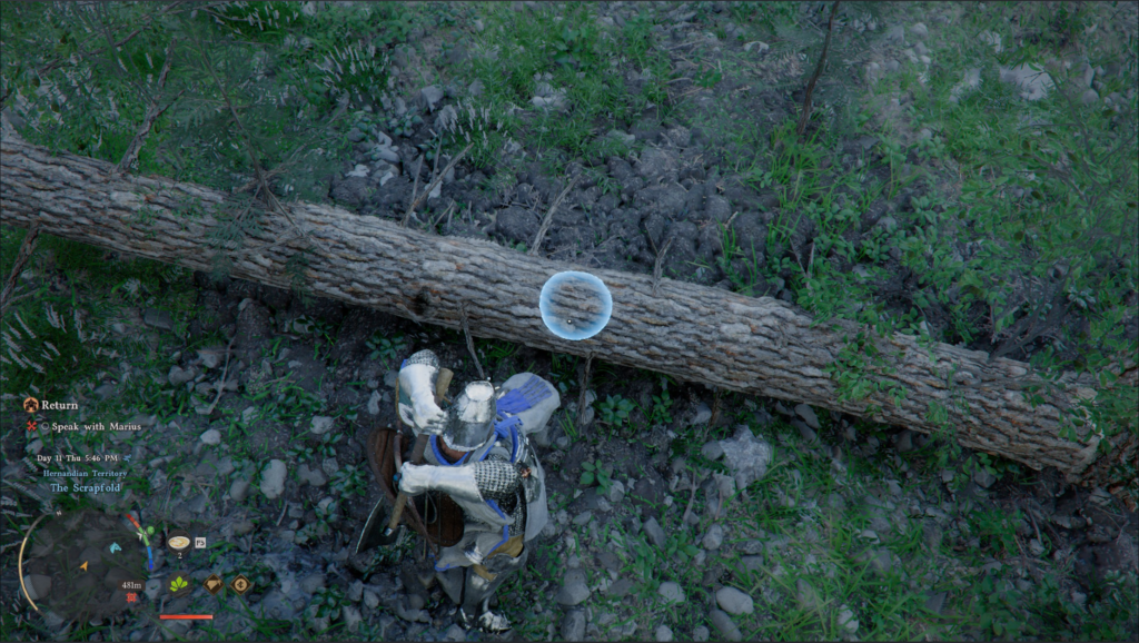 A tree broken into segments in Crimson Desert.