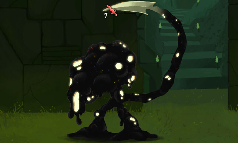 Slay the Spire 2 gameplay showing the Vantom boss fight Slippery mechanic