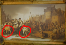 What-appears-to-be-an-AI-generated-images-of-a-historic-painting-with-strange-figures-on-horseback-some-of-which-melt-into-the-bodies-of-the-horses