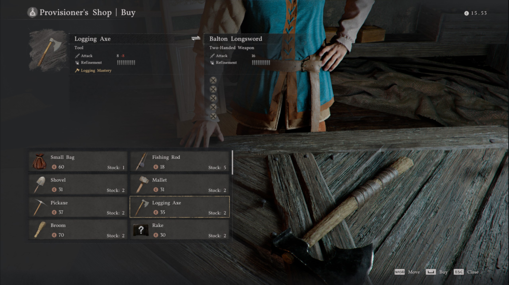 buying a logging axe in crimson desert