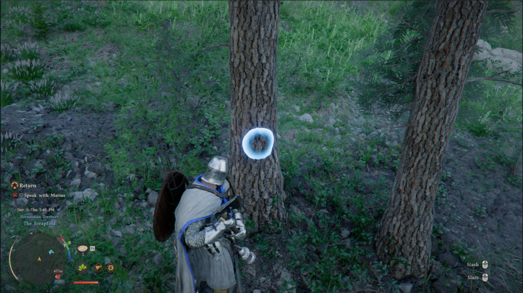 cutting a tree in crimson desert